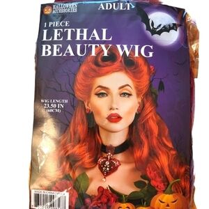 NIP Lethal Beauty Bright Red Wig length 23.50 in